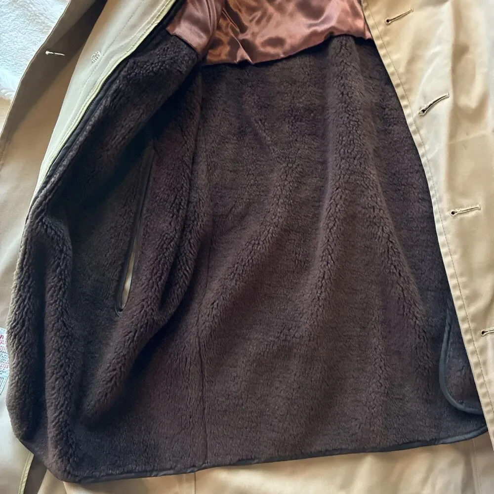 London Fog Vintage Men’s 42R Tan Lined Trench Coat Classic Winter Outerwear - Picture 5 of 5